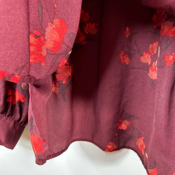 Ava & Viv Target Red Balloon Sleeve Floral V-Neck Pullover Blouse Plus Size 2X - Picture 7 of 9